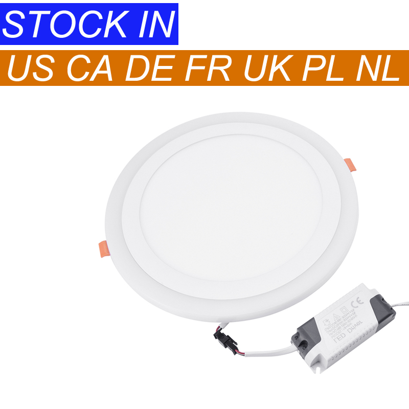 

Recessed Lighting Ultra-thin Panel light Two-color Round Embedded Installation Cool White 12W+RGB 6W Decorative Downlight