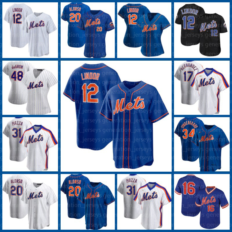 

New McNeil York Pete Alonso Mets Francisco Lindor Baseball Jersey Jacob deGrom James McCann Max Scherzer Robinson Cano Mark Canha J.D. Davis Starling Marte Edwin Diaz, Custom retro jersey