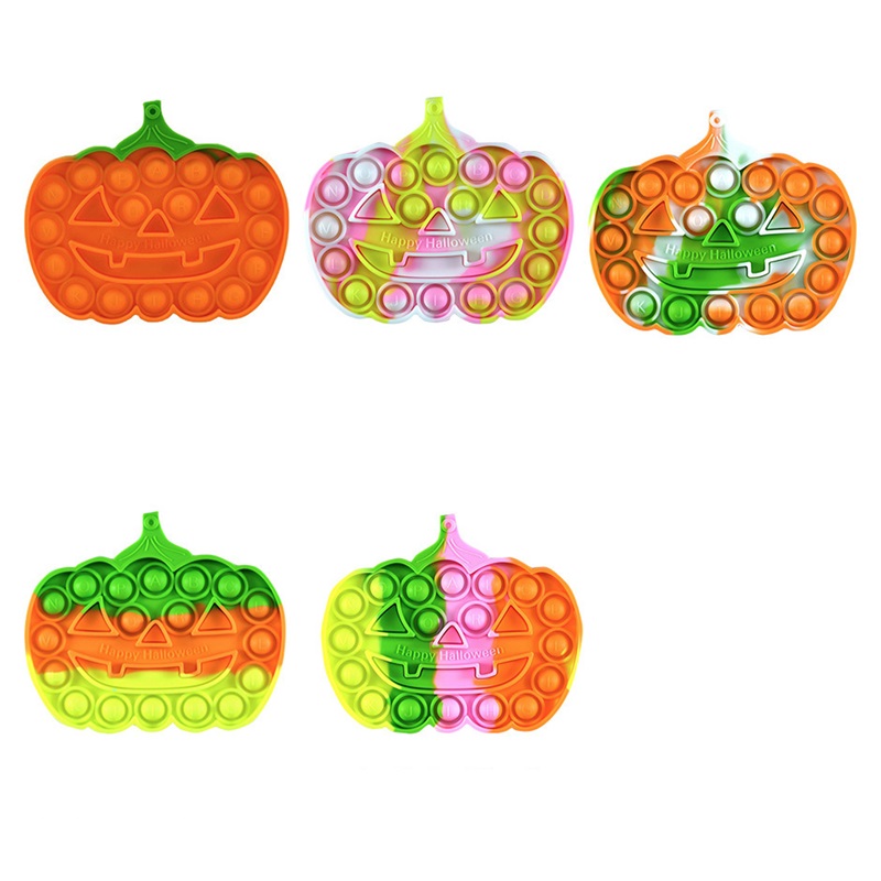 

BubbleToys Key Chain Christmas Halloween Pumpkin Ghost Children Decompression Educational Toy Push Pops Keychain QC05 10pcs