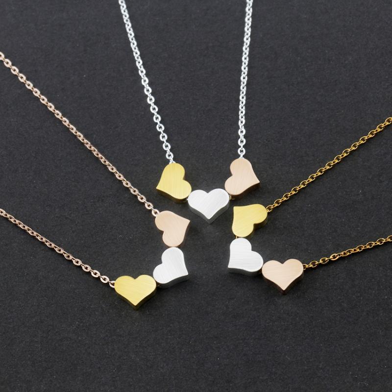 

Pendant Necklaces Minimal Lover Heart Necklace For Women Colar Feminino Link Chain Stainless Steel Hearts Bridesmaid Jewelry