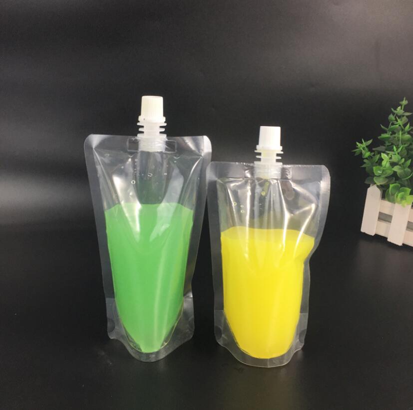 

Clear Drink Pouches Bags Stand-up Plastic Drink Packaging Bag Spout Pouch for Beverage Liquid Juice Milk Coffee 500ML