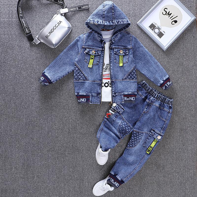 

Clothing Sets IENENS 3PC Kids Denim Clothes Baby Boys Girls Hooded Coat + T-Shirt Jeans Outfits Suits Autumn Wear 2-9 Years, White