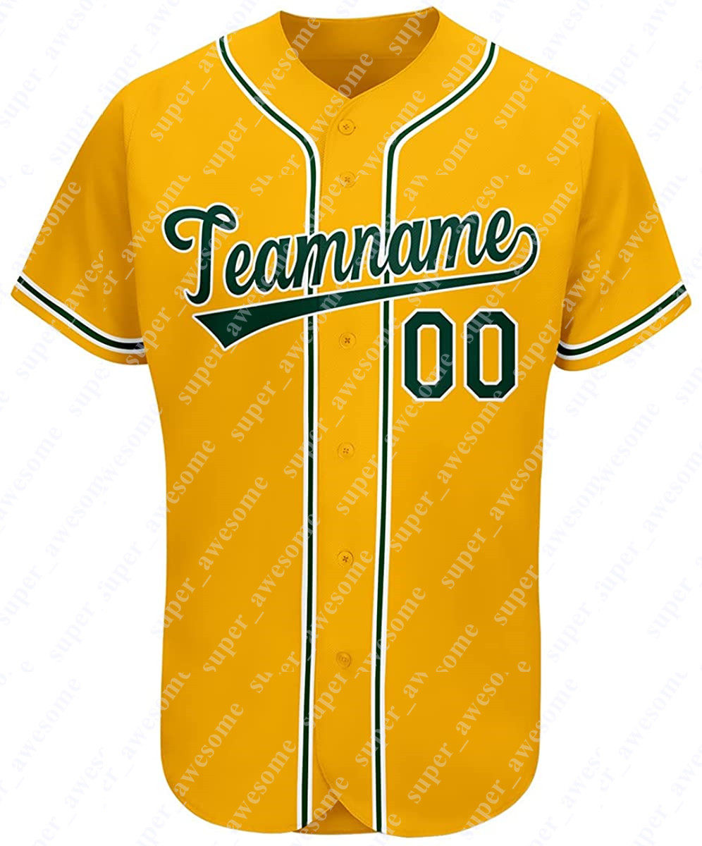 

Custom Baseball Jersey Personalized Printed Hand Stitched YELLOW YDJ Jerseys Men Women Youth