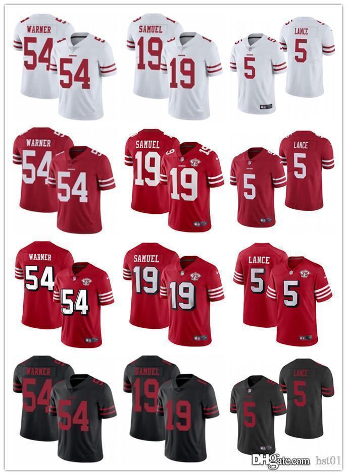 

75th Men women Youth San Francisco49ersJersey 5 Trey Lance 19 Deebo Samuel 54 Fred Warner Football Jerseys black red, Color