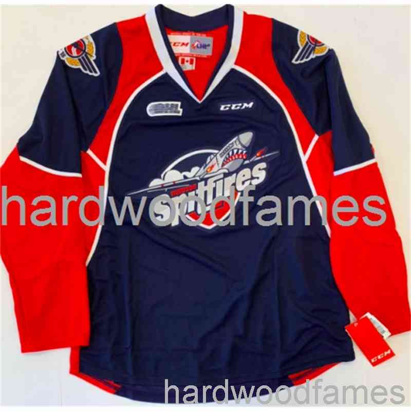 

Stitched New CCM Windsor Spitfires Hockey Jersey OHL custom any name number, Blue