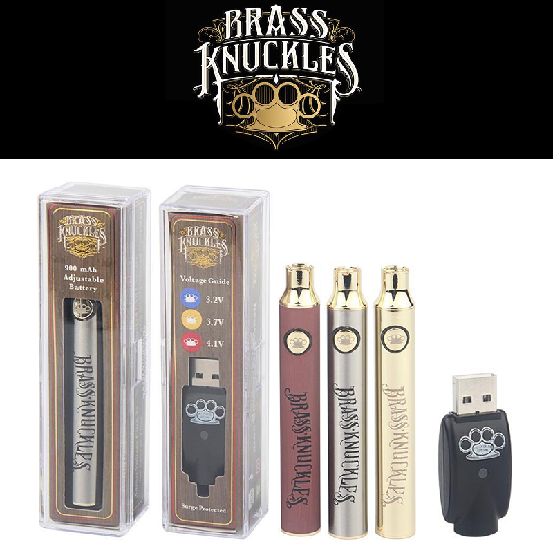 

BK Brass Knuckles 650mAh/900mAh Vape Pen Battery Adjustable Variable Voltage Preheat With USB Charger For 510 Thick Oil Cartridges Vaporizer E-Cigarette uni cookies