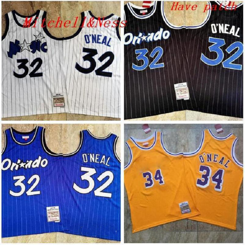 

Men 32 Shaq O'Neill Mitchell Ness 1993-1994-95 Yellow White Black Basketball Jersey S-2XL, Black;red