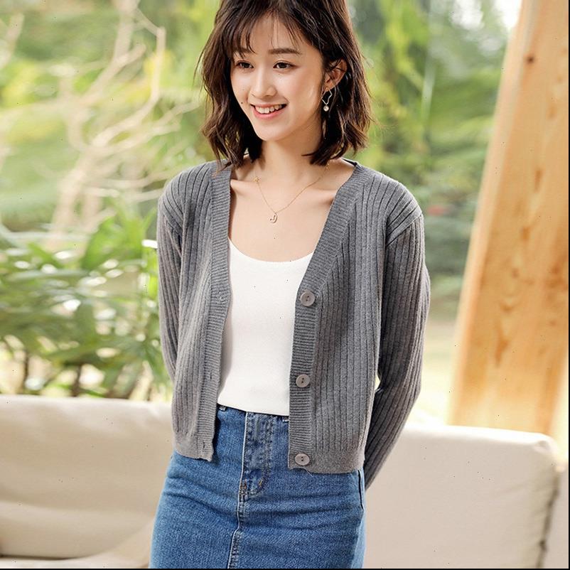 

hong kong style retro womens sweaters wild v neck solid color short knit cardigan fashion trend casual jacket, White;black