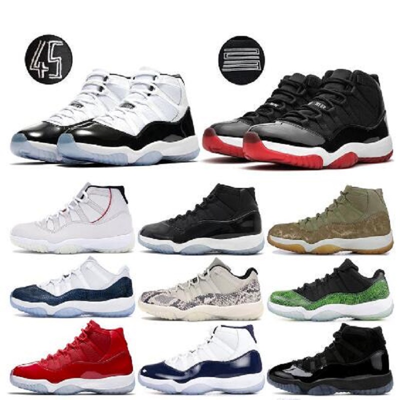 

Man Concord High 45 11 Mens Basketball Shoes Bred Cap And Gown Gym Win Like 82 Platinum Tint Snakeskin Mens Sneakers 11s Trainer Shoe, Color 43