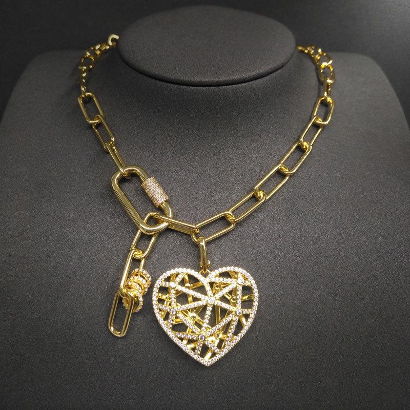 

Sterling Silver Necklace Golden Yellow Hollow Love Pendant Women Fashion Classic Bohemian Style Jewelry Gift Chains