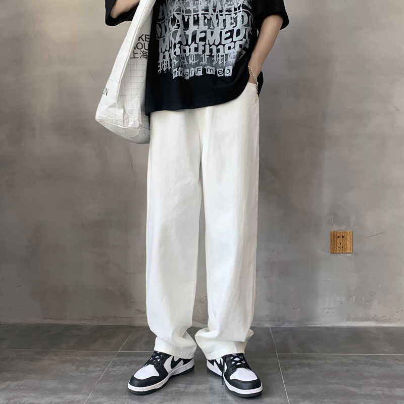 

Wide Leg Jeans Men's Fashion Casual Baggy Black/blue/white Jeans Men Streetwear Loose Hip-hop Straight Denim Trousers Mens M-3XL S0804