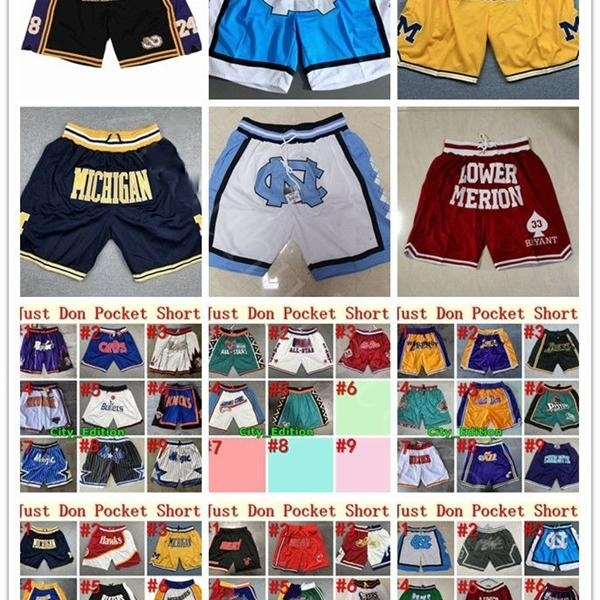 

Basketball Shorts Men NCAA North Carolina Tar Heels Just Mens Don Michigan Wolverines Black Mamba Lower Merion High School Pocket Pants