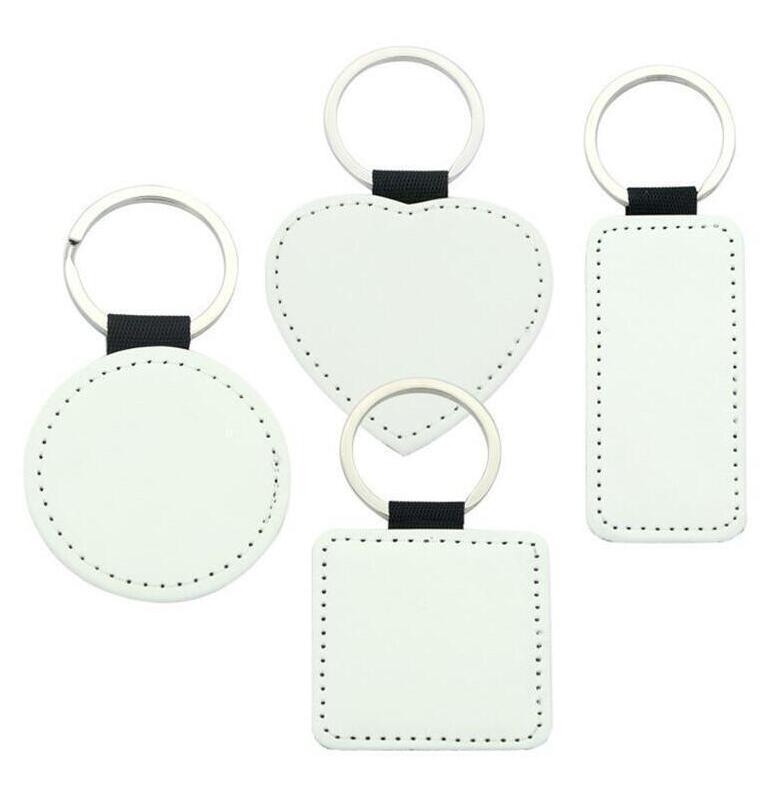 

Sublimation Key Chain Blank PU Leather Keychain Hot Transfer Printing Key Ring Single-Sided Printed Pendant DIY Strip 4 Styles WWA281