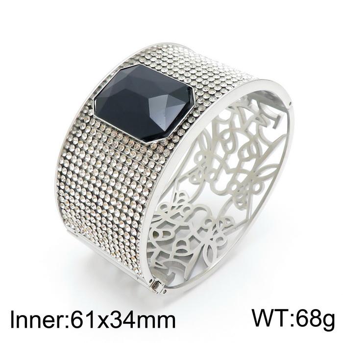 

Bangle Fashion Women Gold Silver Color Stainless Steel Black White Stone Dragonfly Round Zircon Bracelet Jewelry
