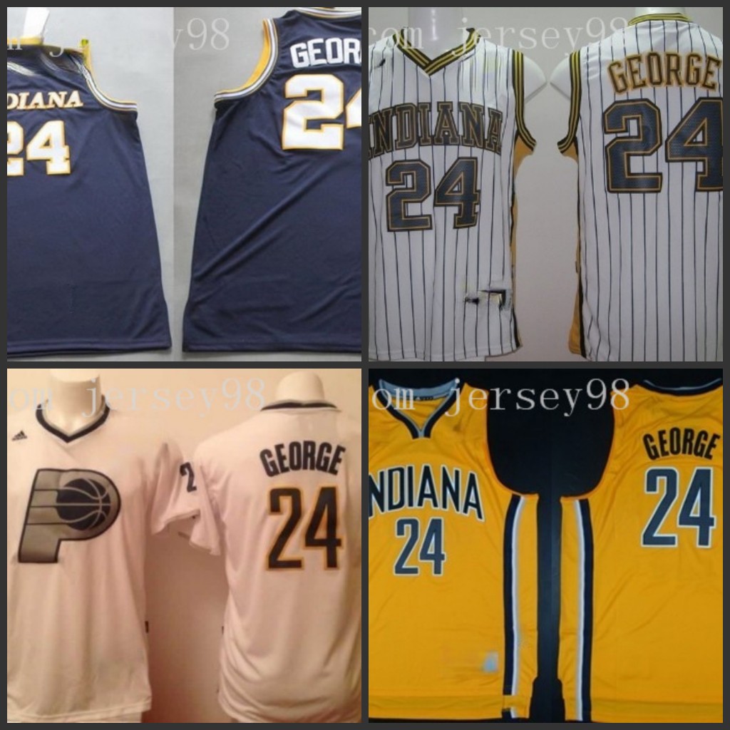 

IndianaPacersmen #24Paul George White retro BasketballJersey