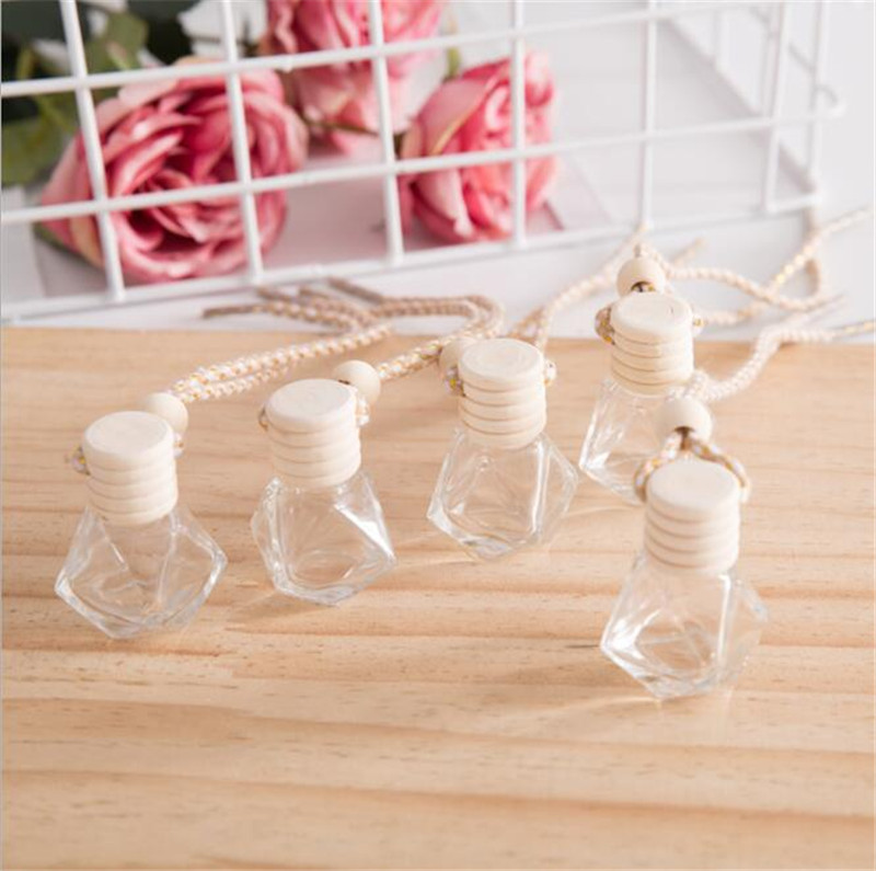 

Car pendant perfume bottle essential oils diffuser ornament air freshener fragrance empty glass bottle