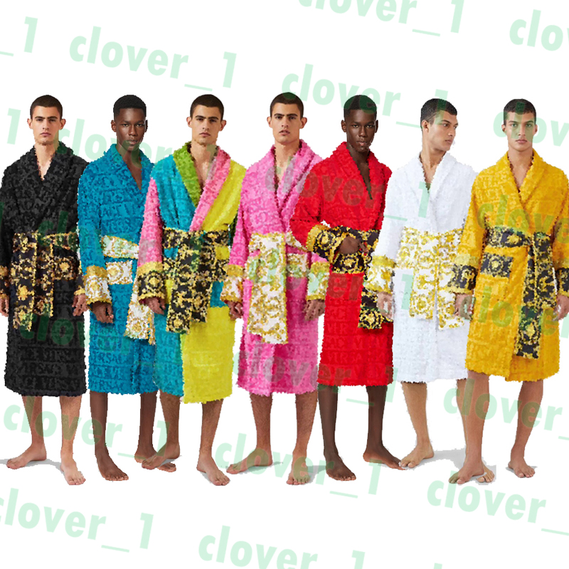 

Designer Bathrobes Winter Warm 7 Colors Unisex Brand Cotton Sleepwear Night Robe High Quality Men Bathrobe Classcial Luxury Robe K1739, Yellow