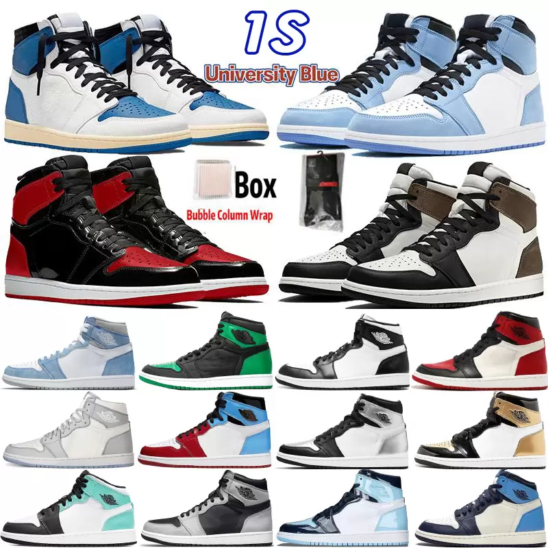 

2022 Mens 1 high OG basketball shoes 1s University Blue electro orange dark mocha bred shadow UNC twist men women Sneakers, Box