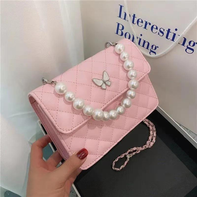 

Korean Luxury Handbags Women's Bag Leather Chain Crossbody Bags For Women Designer Shopper Butterfly Diamond Hasp Shoulder, White