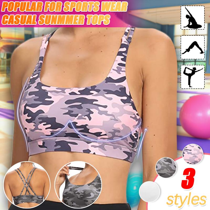 

Women's Camouflage Cross Yoga Sports Bra Sport Top For Female Brassiere Woman Fitness Tops Gym Bras Active Wear Clothing, White;black