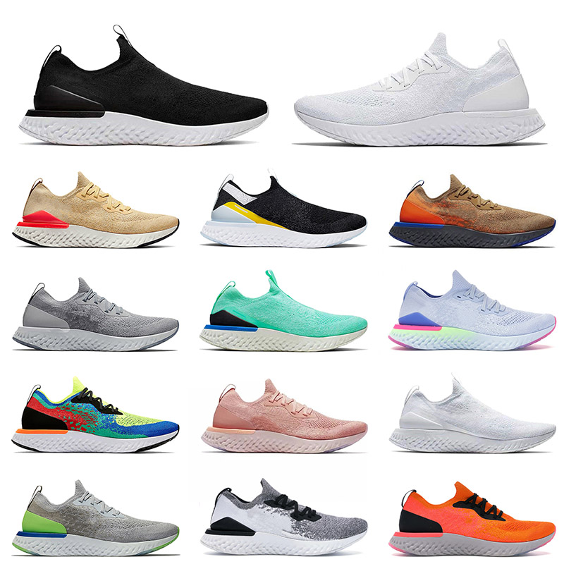 

2022 Arrival Epic Top React Fly Knit Running Shoes V1 V2 Black White Brownish Yellow Grey Volt Belgium Cookies And Cream Mens Women Outdoor Sneakers Trainers, D25 40-45 grey beige
