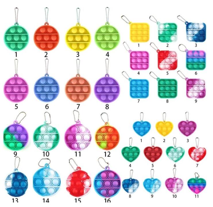 

Decompression Toy Fidget Simple Dimple Keychain Push Bubble It Fidget Toys key chain Anti Stress Bubble Board keychain