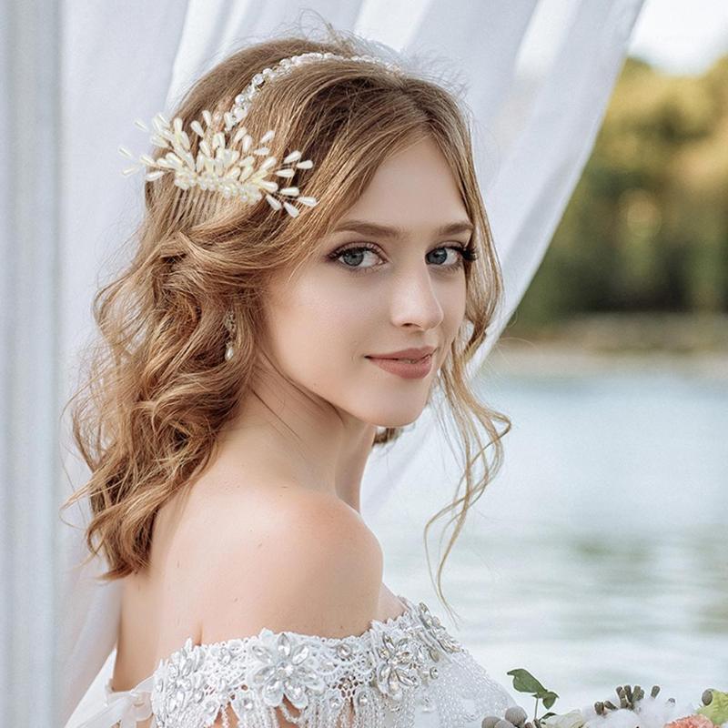

Hair Clips & Barrettes Fashion Pearls Comb Bride Wedding Headdress Ornaments Bands Headbands Headwear Po Accessories, Golden;silver
