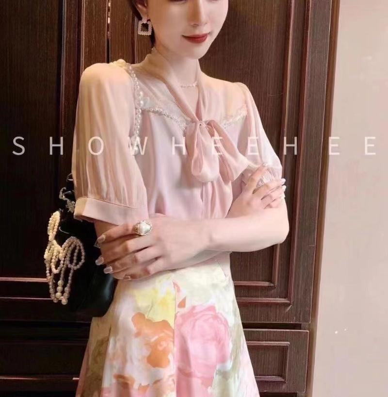 

Women's Blouses & Shirts Recommends A Xiaoyu Summer Short Sleeve Chiffon Shirt, Pink