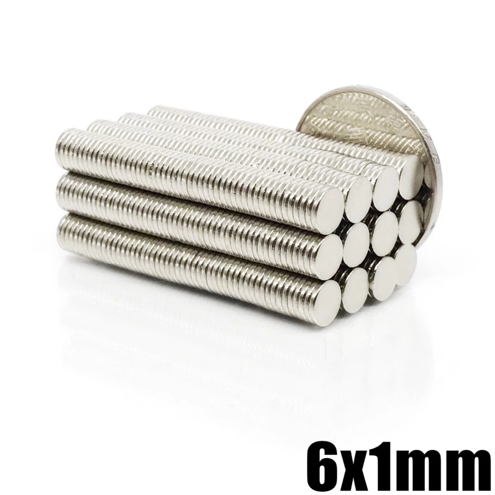 

100Pcs 6mm X 1mm Strong Cylinder Rare Earth Magnet 6X1 Neodymium Bulk Sheet N35 Mini Small Round Magnets Disc 6*1mm