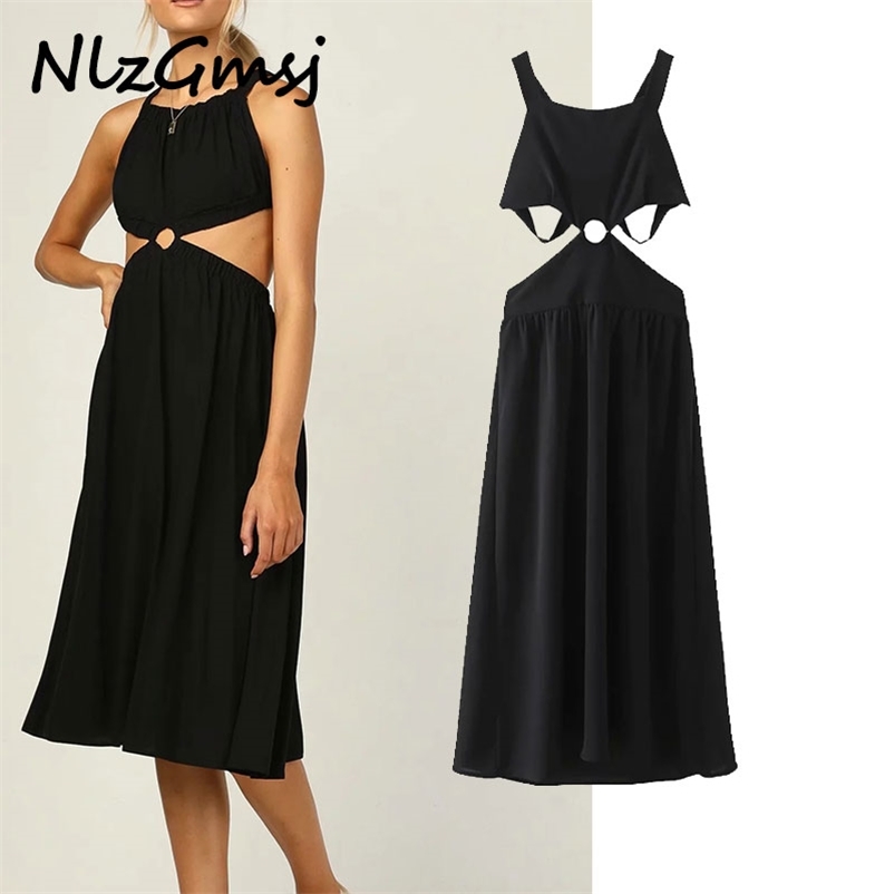 

Dres Sexy Backless Halter Vintage Black Night Out Party es Summer Vestido 04 210628, As picture