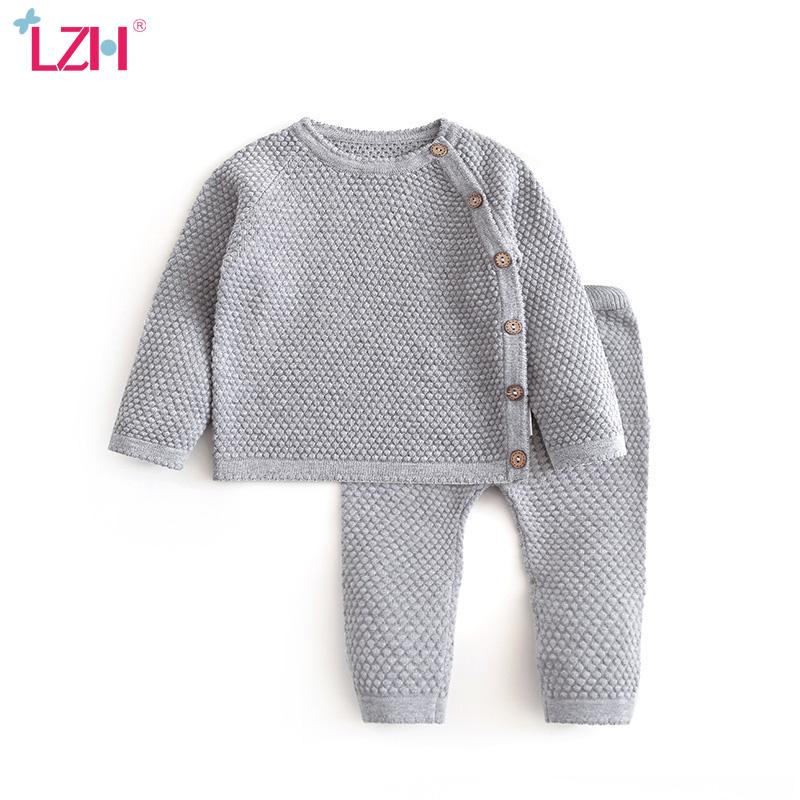 

Clothing Sets LZH 2021 Summer Spring Warm Baby Sweater Suit Knitted Solid Color Born Girl Clothes Cotton Soft Two-Piece, Beige