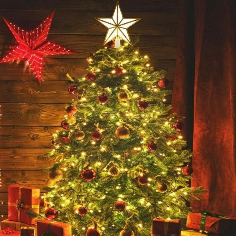 

Christmas Decorations Led Tree Top Star Light Glowing Five-pointed Ornaments Xmas Party Decor 17cm N1 Year Wholesale 2021 S6i4