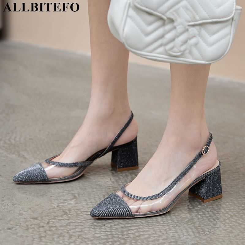 

ALLBITEFO thick heel summer women sandals women high heel shoes brand high heels office ladies shoes party women heels 210611, As picture
