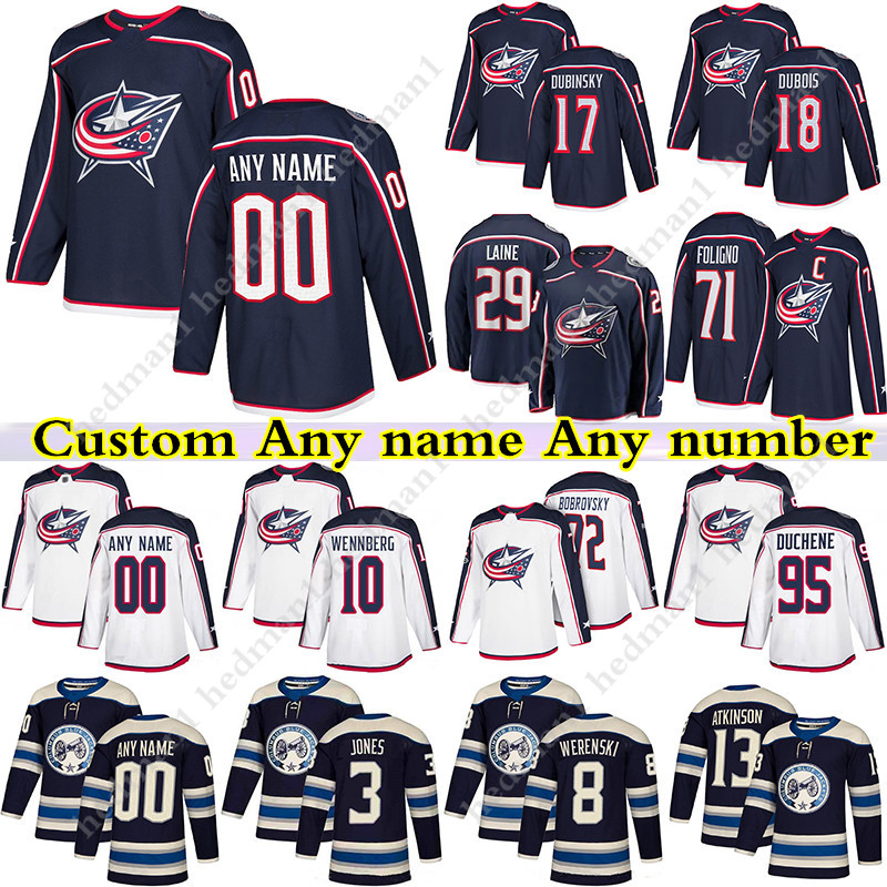 

Custom Columbus Blue jackets hockey jerseys 13 Cam Atkinson 29 Patrik laine 3 Seth Jones 71 Nick Foligno any number and name, White