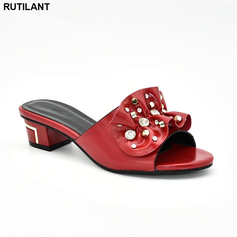 

Dress Shoes Latest Design African Woman Sandals 2021 Summer Womens Open Toe Elegant Crystal Rhinestone Wedding, Black