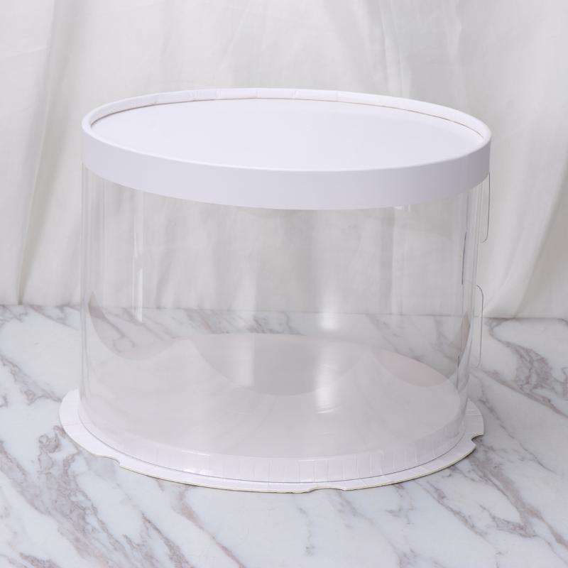 

Gift Wrap Plastic Transparent Cake Box Round Packaging Boxes Organizer For Home Dessert Shop (White Single-layer) (6inch)