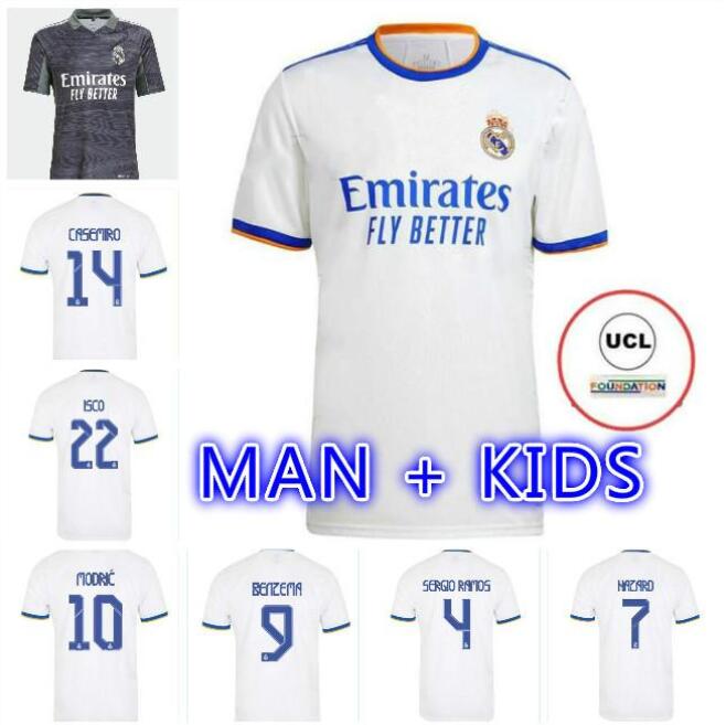 

2021 2022 REAL MADRID jerseys 20 21 soccer jersey HAZARD SERGIO RAMOS BENZEMA VINICIUS camiseta football shirt uniforms men + kids kit sets, Black;yellow