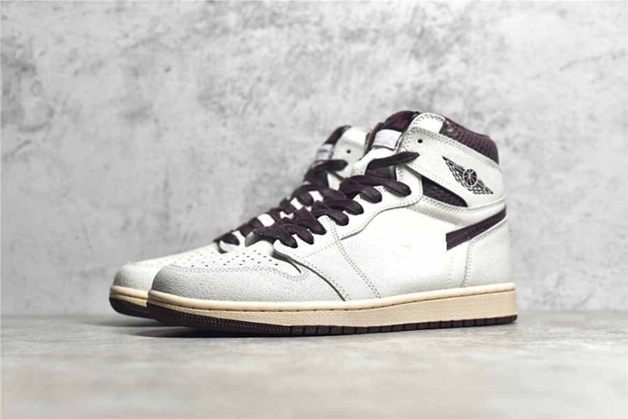 

2021 New Release Jumpman 1 High OG Men Women Basketball Shoes Sail and Burgundy color Outdoor Trainers Sports With Original Box