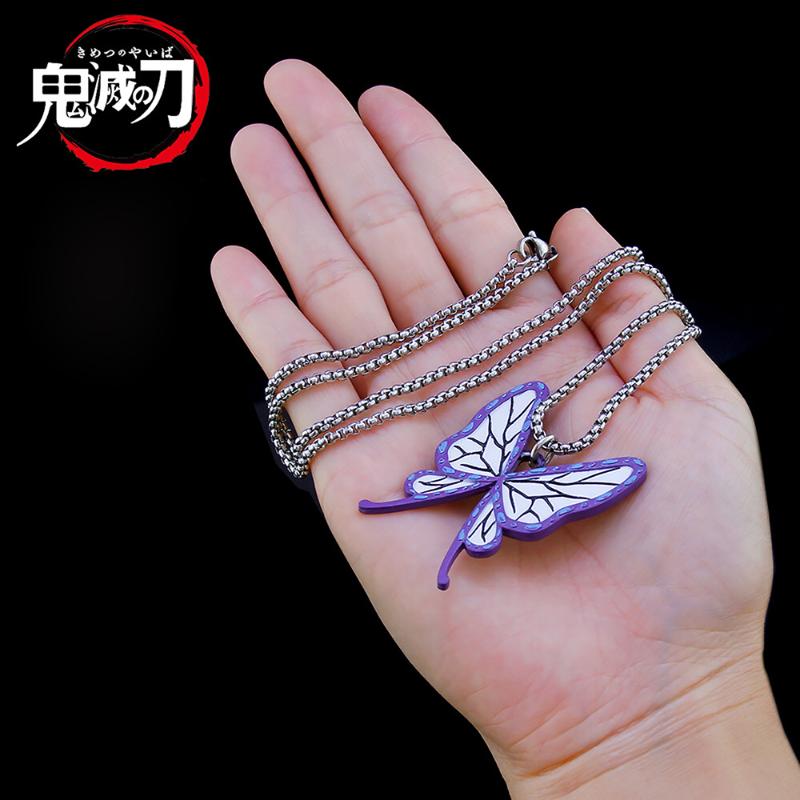 

Demon Slayer Kochou Shinobu Butterfly Necklace Kimetsu No Yaiba Tanjirou Nezuko Cosplay Costume Long Necklaces Chains