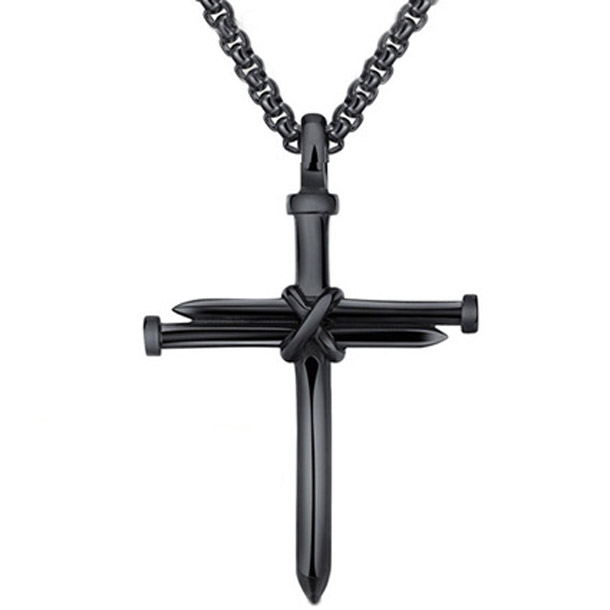 

Men's Jewelry Stainless Steel Nail And Rope Cross Pendant Necklace