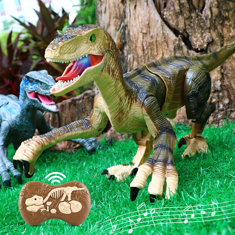 

2.4G RC Dinosaur Raptor Velociraptor Simulation Animal Remote Control Jurassic World Electric Walking Dinosaur kids Toy Gift, No original packing