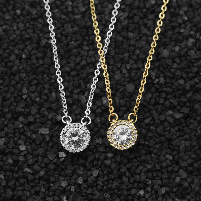 

Wholesale 10pcs/lot Cute Small Dot Pendant Necklace Women Jewelry Gifts Sweater Chain Round Crystal Collar Necklace Bijoux Femme X0707