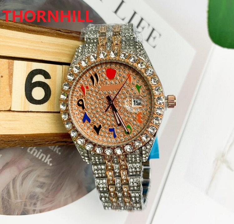 

mens arab number designer diamonds watch women men fashion watches auto date Quartz Movement Clock Gold Silver Leisure Wristwatch, Slivery;brown