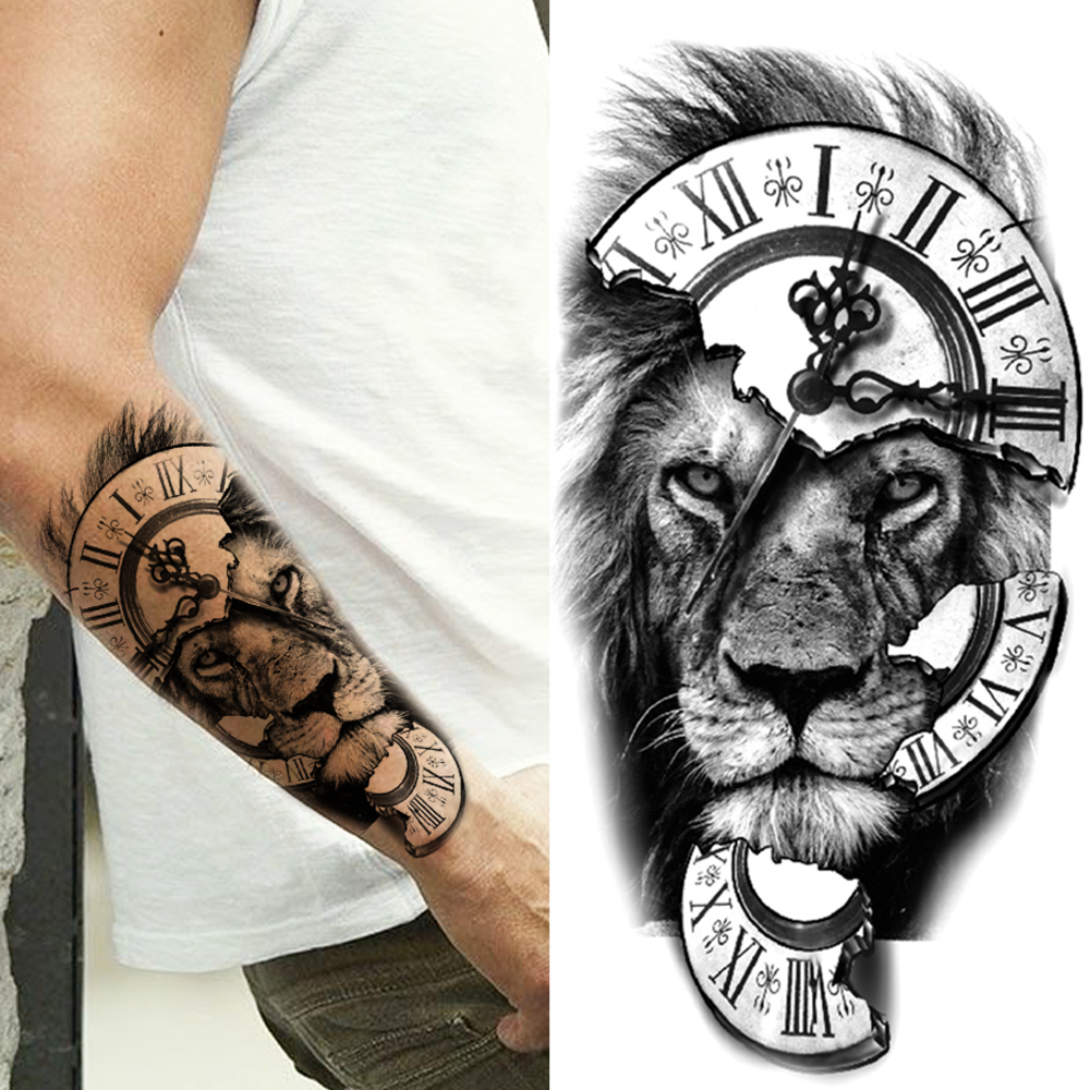 

Waterproof Temporary Tattoos Sticker tattoo Stickers For Men Women arm Adult Fake sleeve tatoo Lion Tiger Black Compass Wolf Tribal Body Art Drawings Tatoos