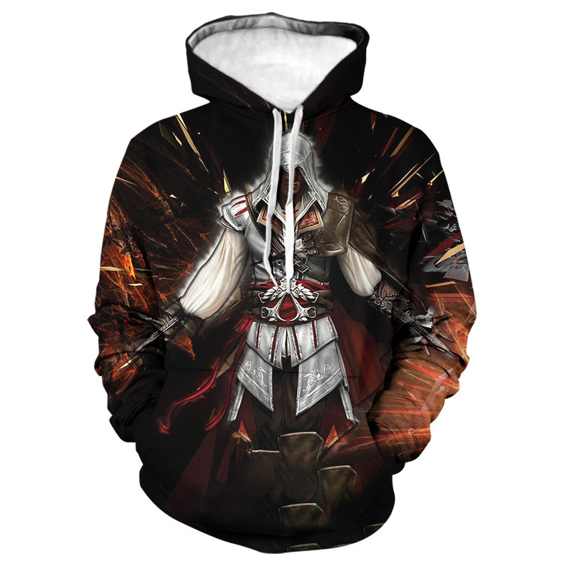 

Assassin's Creed Men's Hoodie 3D Print Visual Impact Top Punk Gothic Round Neck High Quality Sweater Hoodies, Black