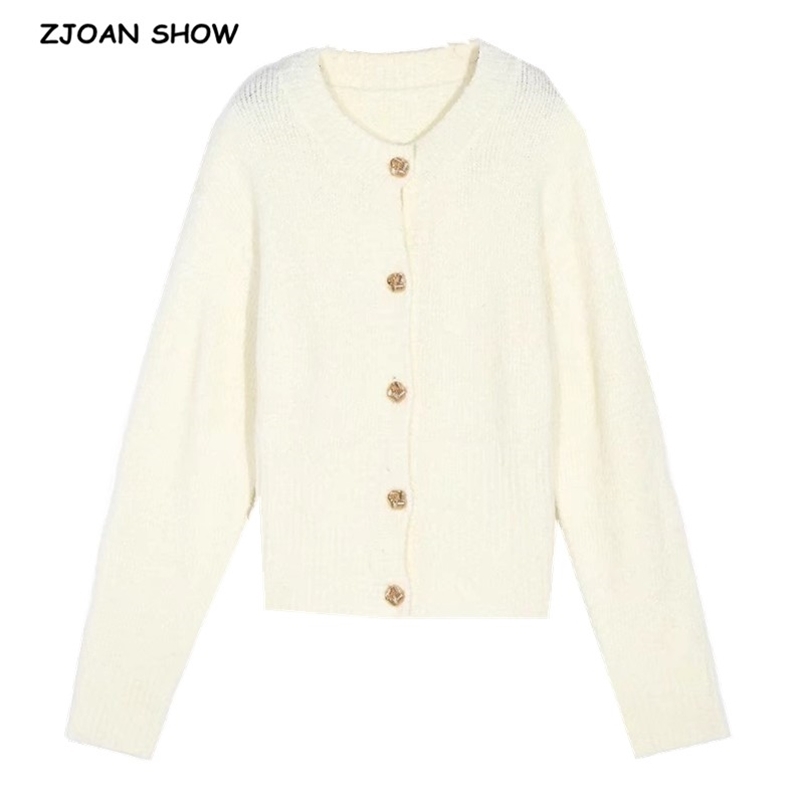 

90s Vintage Lapel Knitting Single Breasted Button Twist Stripes Cardigan Sweater French Woman Long Sleeve Jumper Retro Knitwear 210429, Ivory