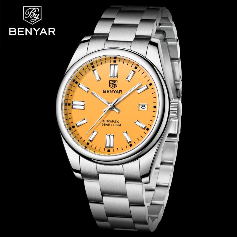 

Wristwatches BENYAR 39MM Men's Watches Luxury Automatic Watch Men Mechanical Clock Stainless Steel Sport Orologio Da Uomo, Yellow