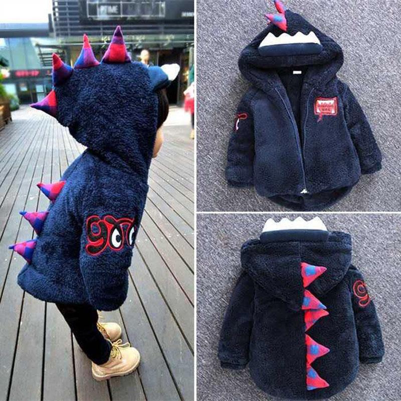 

Children Winter Jackets For Boys Hooded Warm Kids Boy Outerwear Small DinosaurAutumn Casual Baby Coats Clothing Coat, Blue;gray