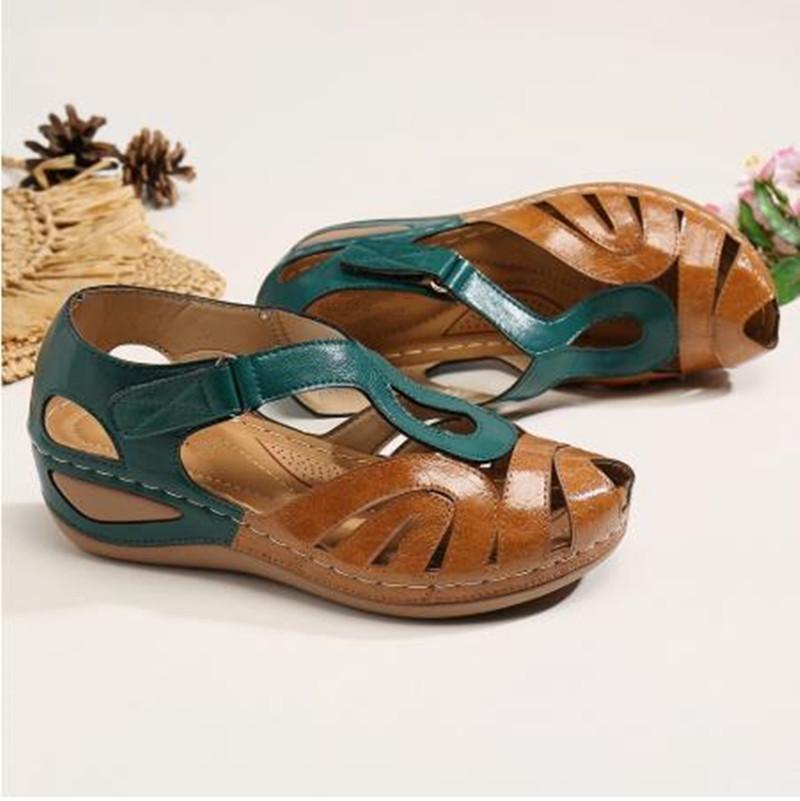 

Sandals Shoes Women 2021 Summer Round Toe Wedges Femal Casual Breathable Hollow Out Mother Size 35-43, Black