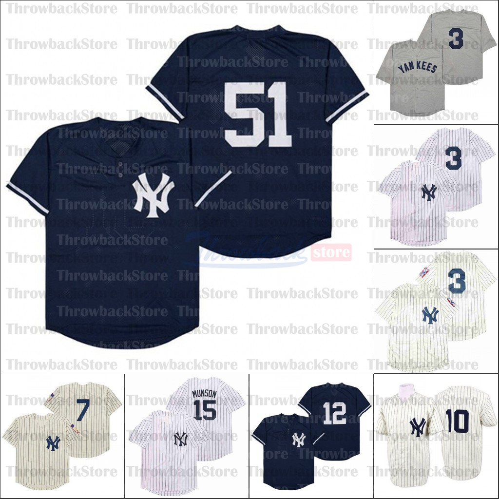 

Retro Baseball 1951 1961 and 1939 Home Jersey 7 MANTLE 15 MUNSON JERSEYS WHITE GREY, As photo